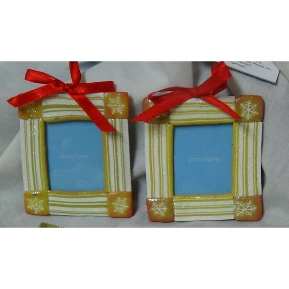 Christmas Tree Ornament Picture Frame Set of Two Holiday #100